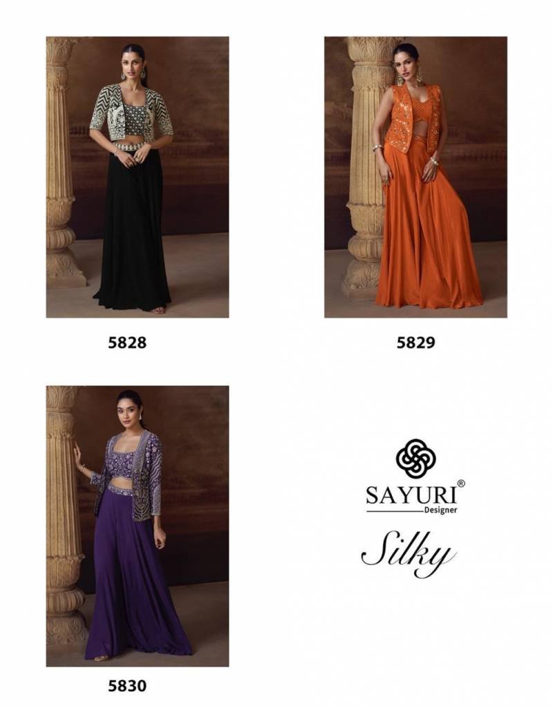 Sayuri Silky Designer Chinon Silk Indo Western Collection Wholesale 7 Stylish Sayuri Silky Designer Chinon Silk Indo Western Collection Wholesale 2026