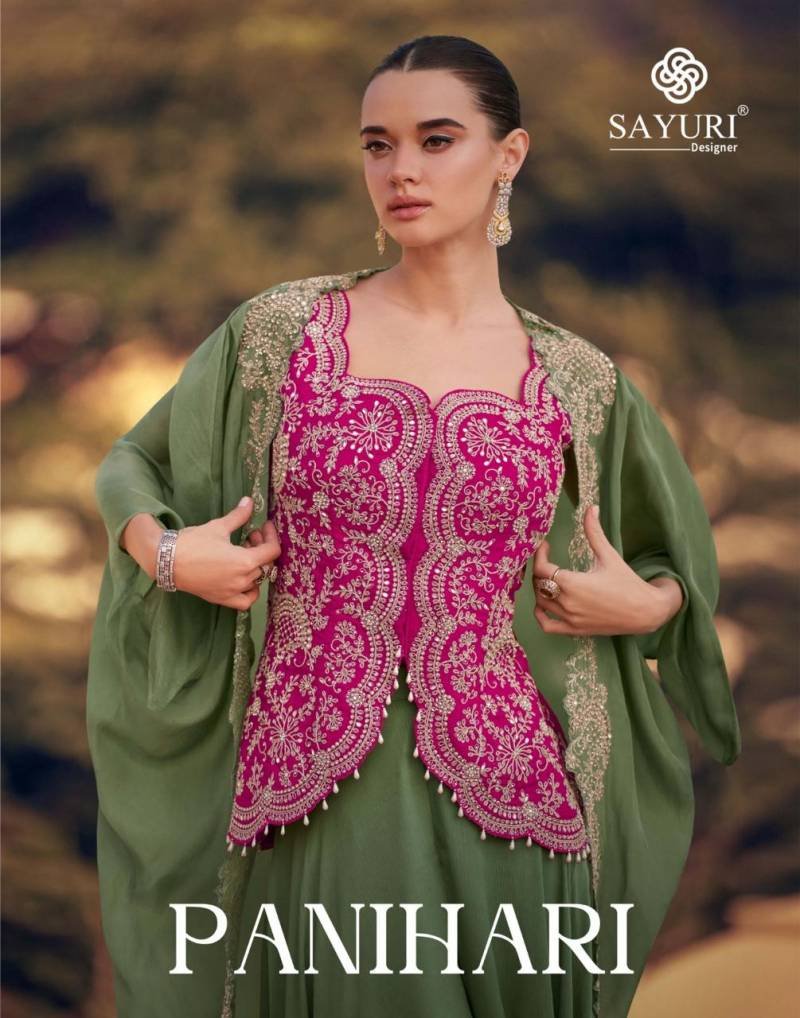 Latest Sayuri Panihari Designer Chinon Silk Indo Western Collection Wholesale 2026