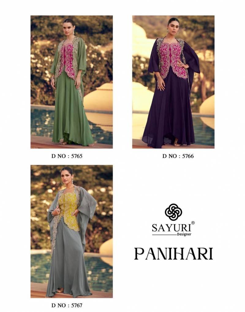 Sayuri Panihari Designer Chinon Silk Indo Western Collection Wholesale 7 Latest Sayuri Panihari Designer Chinon Silk Indo Western Collection Wholesale 2026