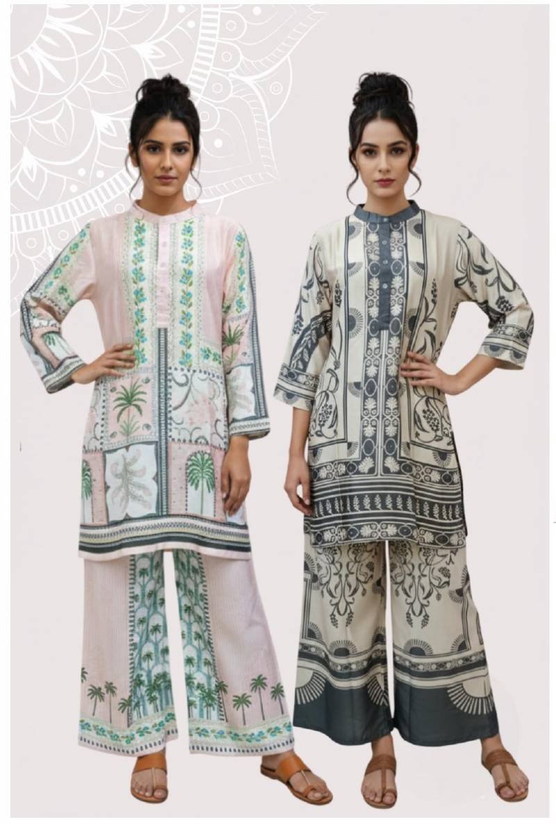 Beautiful Jisha Kaftan Satin Co Ord Set Vol 1 Digital Printed Cord Set Collection Wholesale 2026