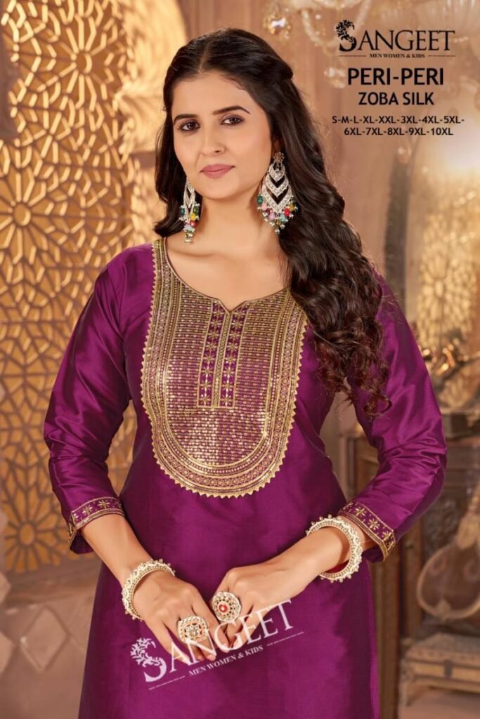 Buy Sangeet Peri Peri Zoba Silk Womens Wear Kurti And Bottom Collection Wholesale 2026