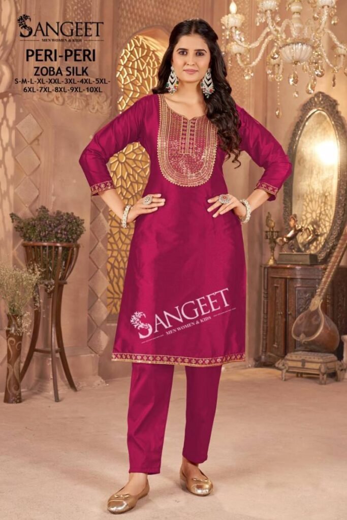 Buy Sangeet Peri Peri Zoba Silk Womens Wear Kurti And Bottom Collection Wholesale 2026