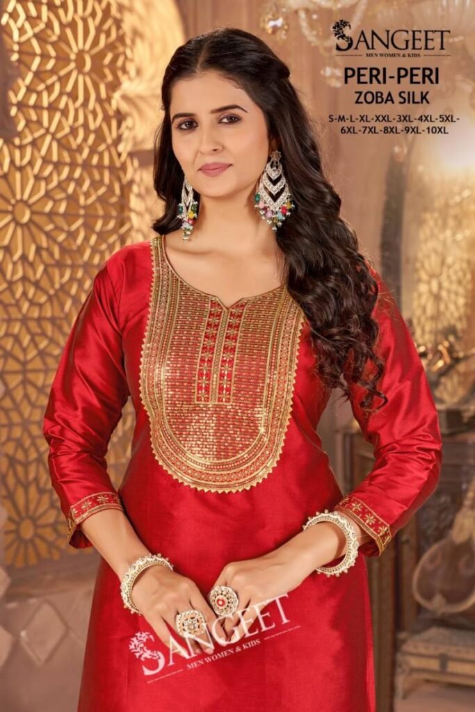 Buy Sangeet Peri Peri Zoba Silk Womens Wear Kurti And Bottom Collection Wholesale 2026