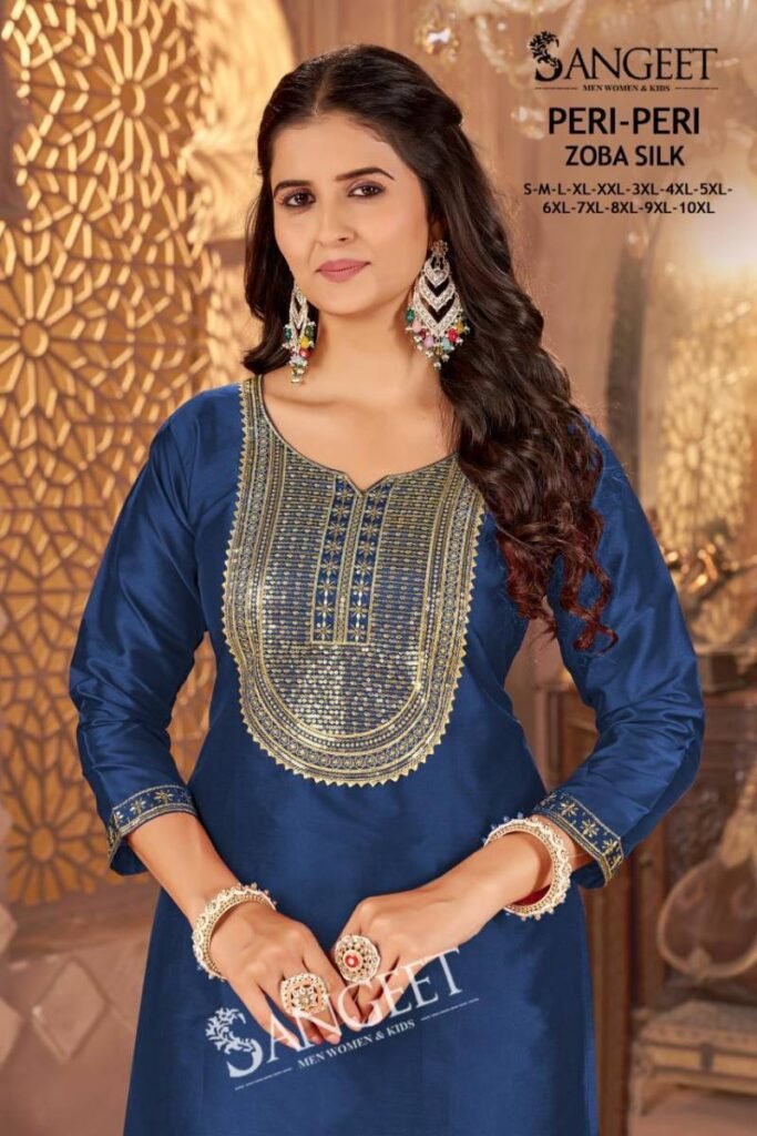 Buy Sangeet Peri Peri Zoba Silk Womens Wear Kurti And Bottom Collection Wholesale 2026
