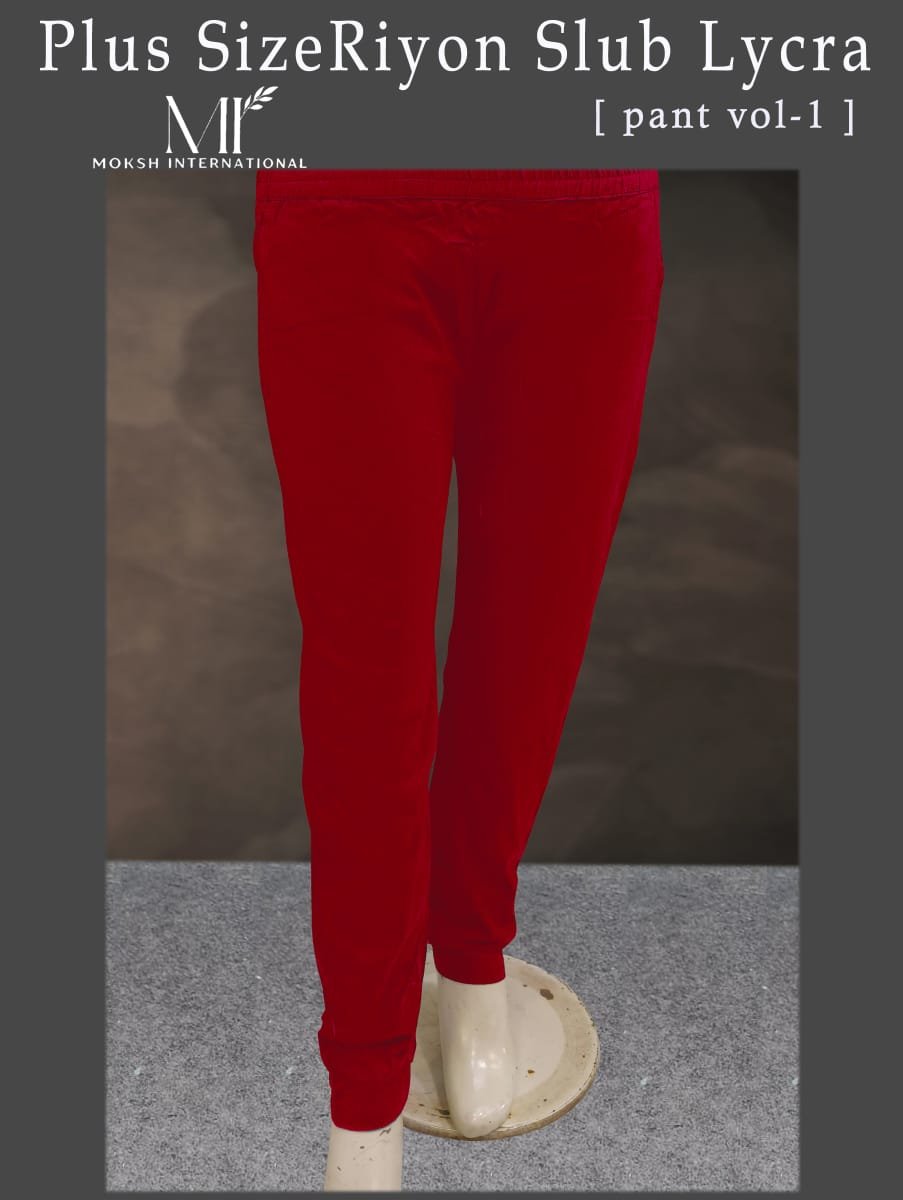Moksh Plus Size Riyon Slub Lycra Pent Vol 1 Readymade Set Collection Wholesale