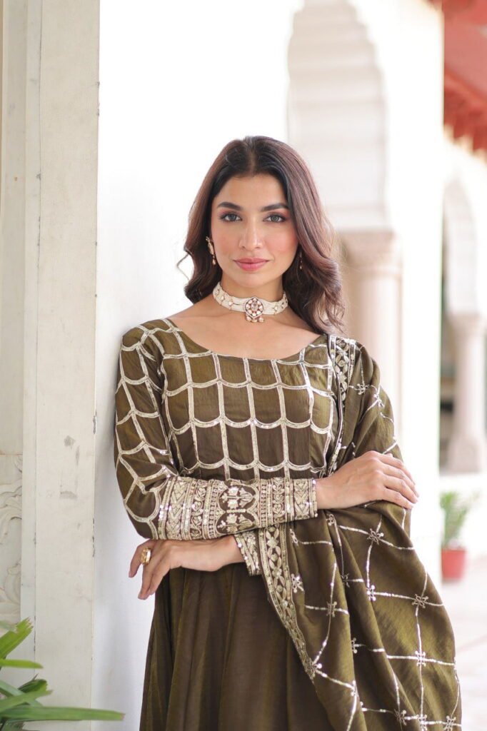 Latest Lw 9304 Vichitra Sequins Zari Embroidered Gown With Dupatta Collection Wholesale 2026