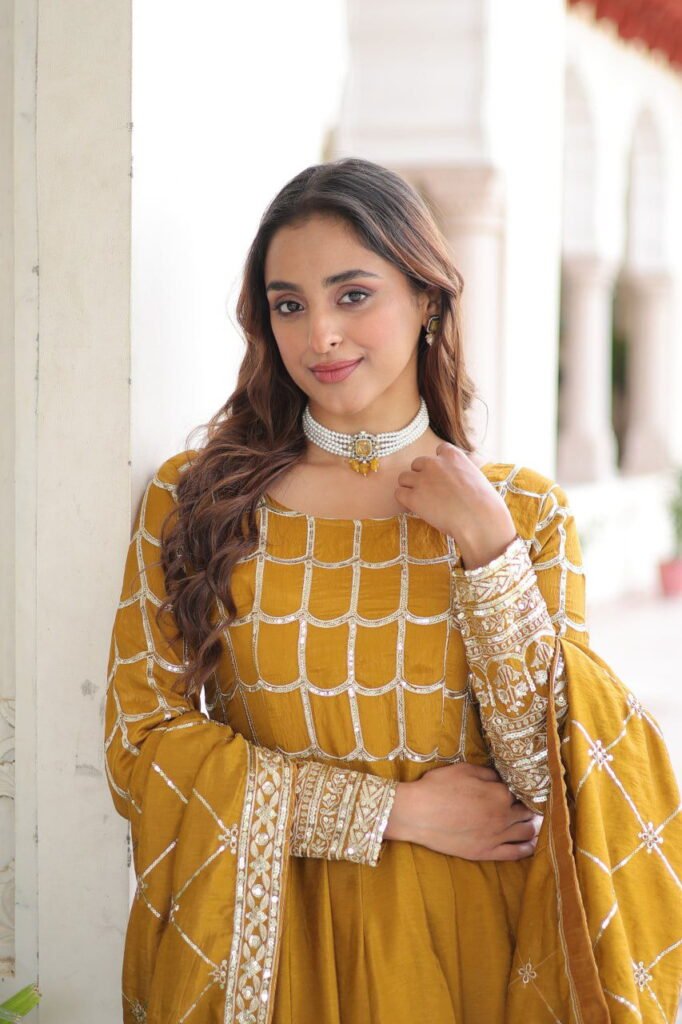 Latest Lw 9304 Vichitra Sequins Zari Embroidered Gown With Dupatta Collection Wholesale 2026