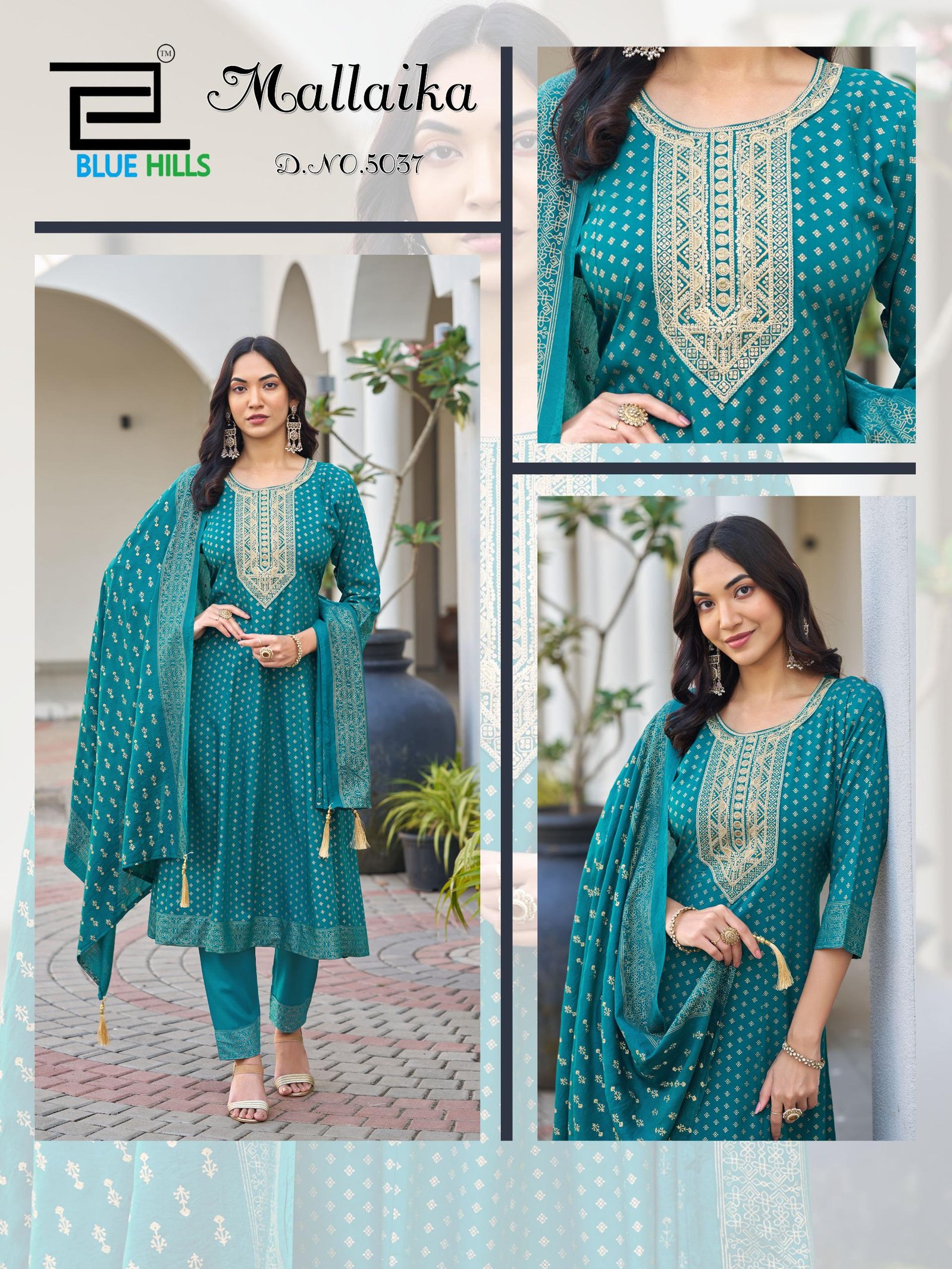 Blue Hills Mallaika Designer Rayon Foil Printed Kurti Bottom With Dupatta Wholesale 6 Latest Blue Hills Mallaika Designer Rayon Foil Printed Kurti Bottom With Dupatta Wholesale 2026