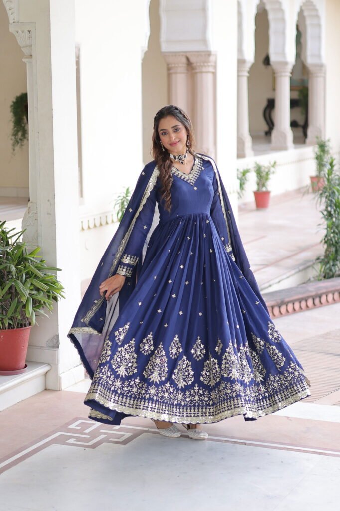 Buy Lekha KA 1214 Vichitra Silk Sequins Embroidery Gown With Dupatta Wholesale 2026
