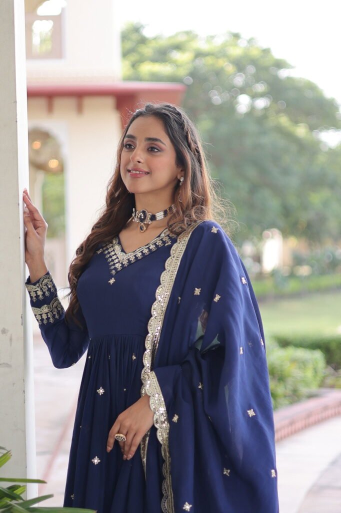 Buy Lekha KA 1214 Vichitra Silk Sequins Embroidery Gown With Dupatta Wholesale 2026