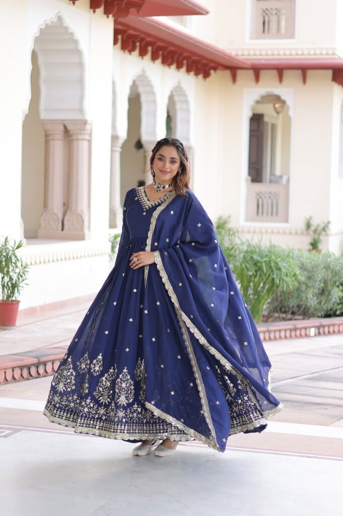 Buy Lekha KA 1214 Vichitra Silk Sequins Embroidery Gown With Dupatta Wholesale 2026