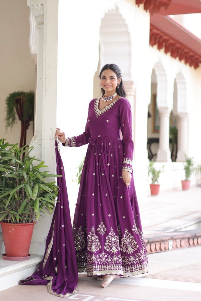 Buy Lekha KA 1214 Vichitra Silk Sequins Embroidery Gown With Dupatta Wholesale 2026