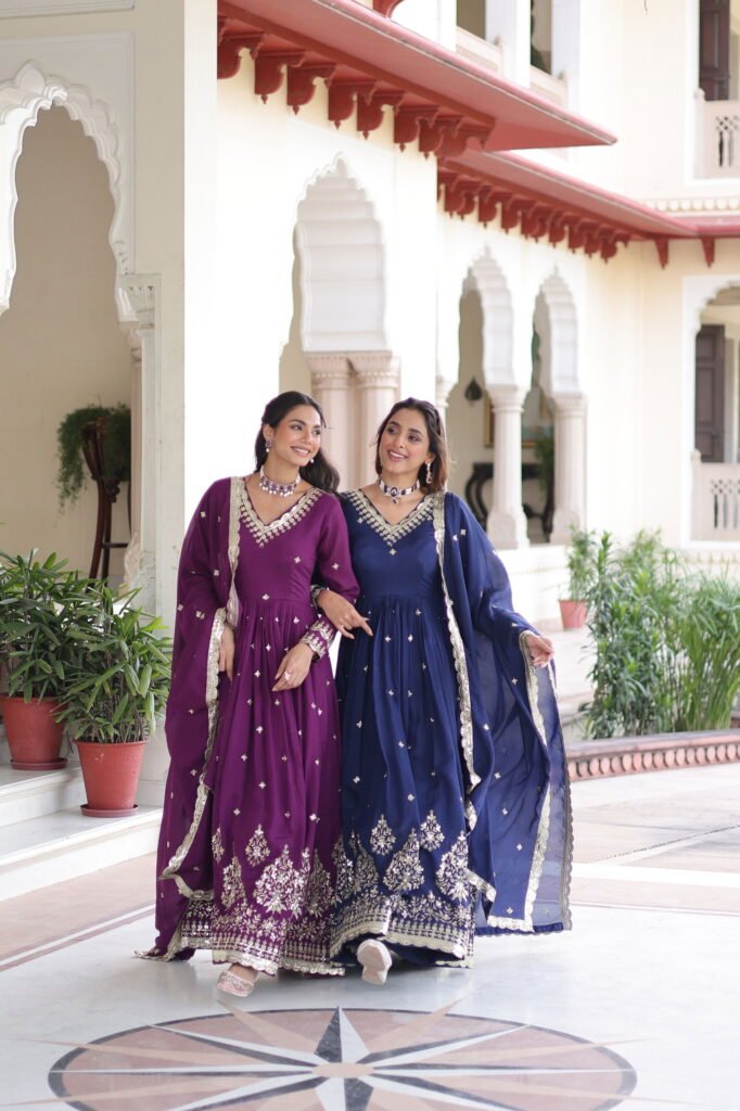 Buy Lekha KA 1214 Vichitra Silk Sequins Embroidery Gown With Dupatta Wholesale 2026