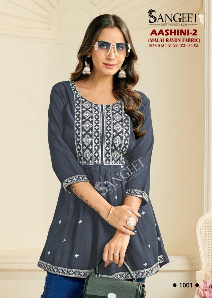 Stylish Sangeet Aashini Vol 2 Rayon Embroidered Work Short Kurti Collection Wholesale 2026