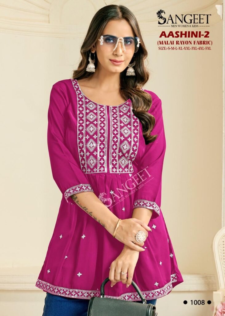 Stylish Sangeet Aashini Vol 2 Rayon Embroidered Work Short Kurti Collection Wholesale 2026