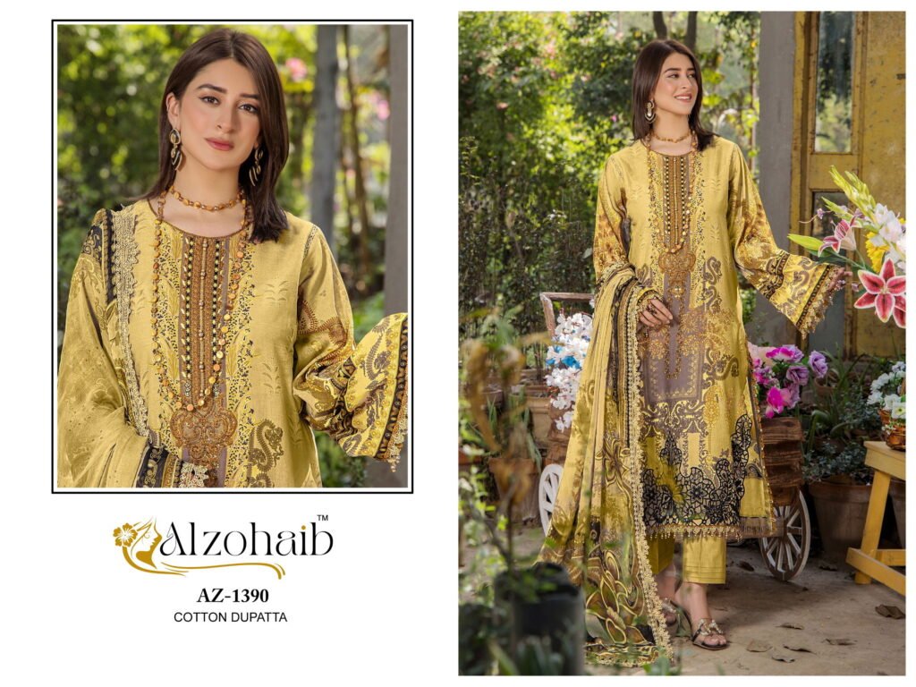 Latest Alzohaib Aamina Vol 2 Chiffon Dupatta Cotton Pakistani Salwar Kameez Wholesale 2026