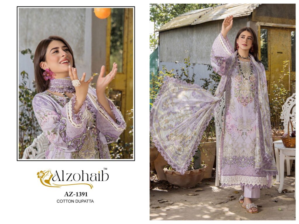 Latest Alzohaib Aamina Vol 2 Chiffon Dupatta Cotton Pakistani Salwar Kameez Wholesale 2026