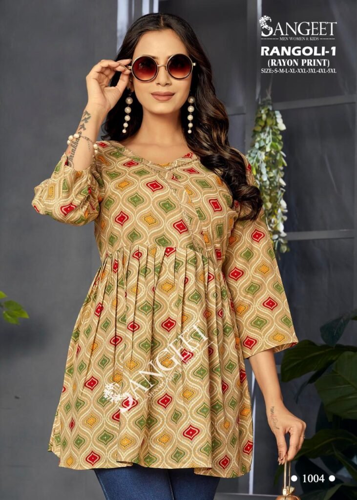 Latest Sangeet Rangoli Vol 1 Rayon Printed Stylish Ladies Top Collection Wholesale 2026