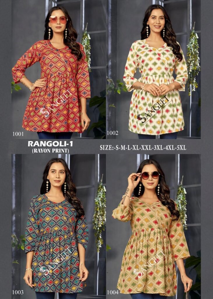 Latest Sangeet Rangoli Vol 1 Rayon Printed Stylish Ladies Top Collection Wholesale 2026