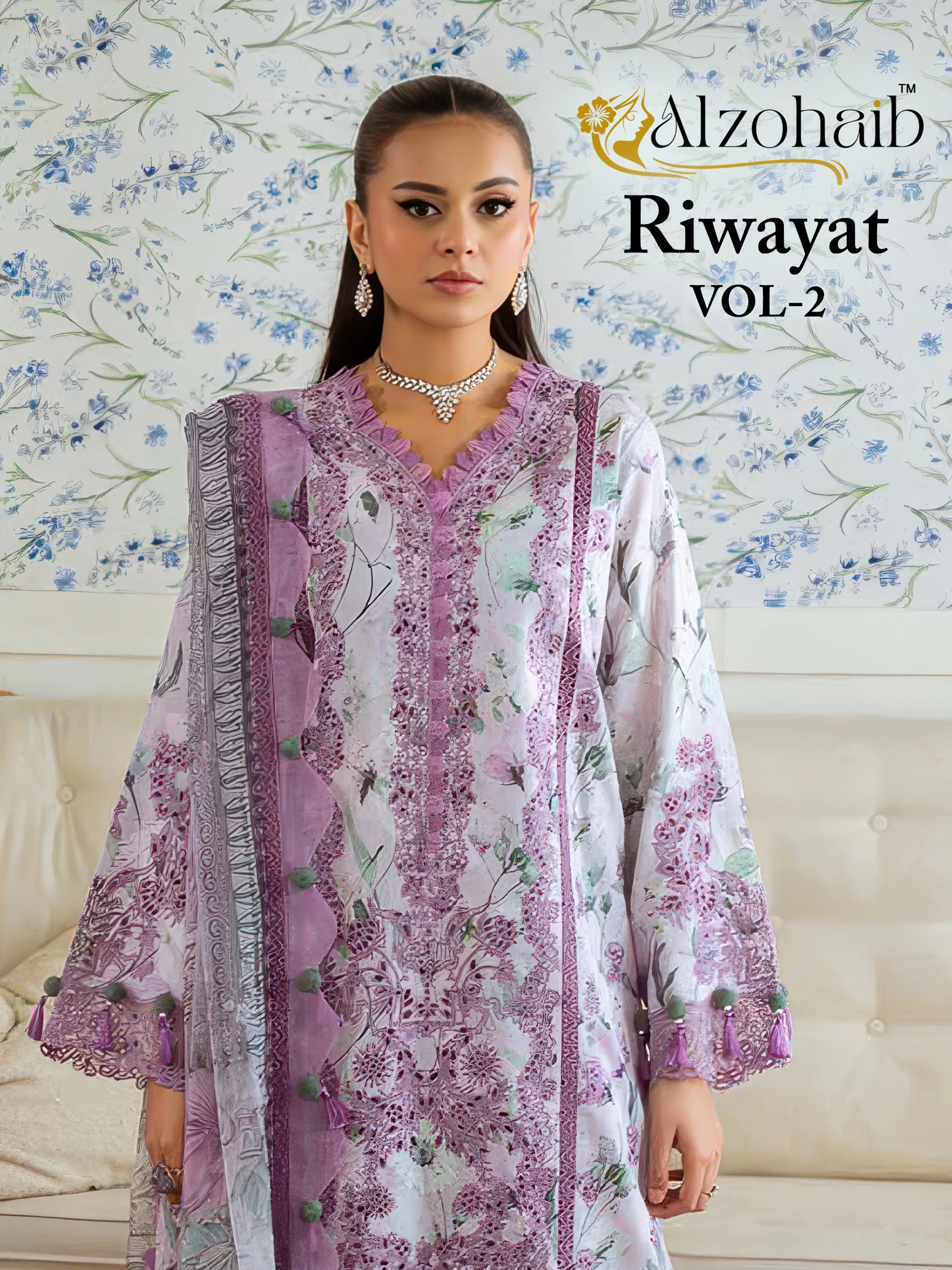 Alzohaib Riwayat Vol 2 Chiffon Dupatta Cotton Pakistani Salwar Kameez Wholesale