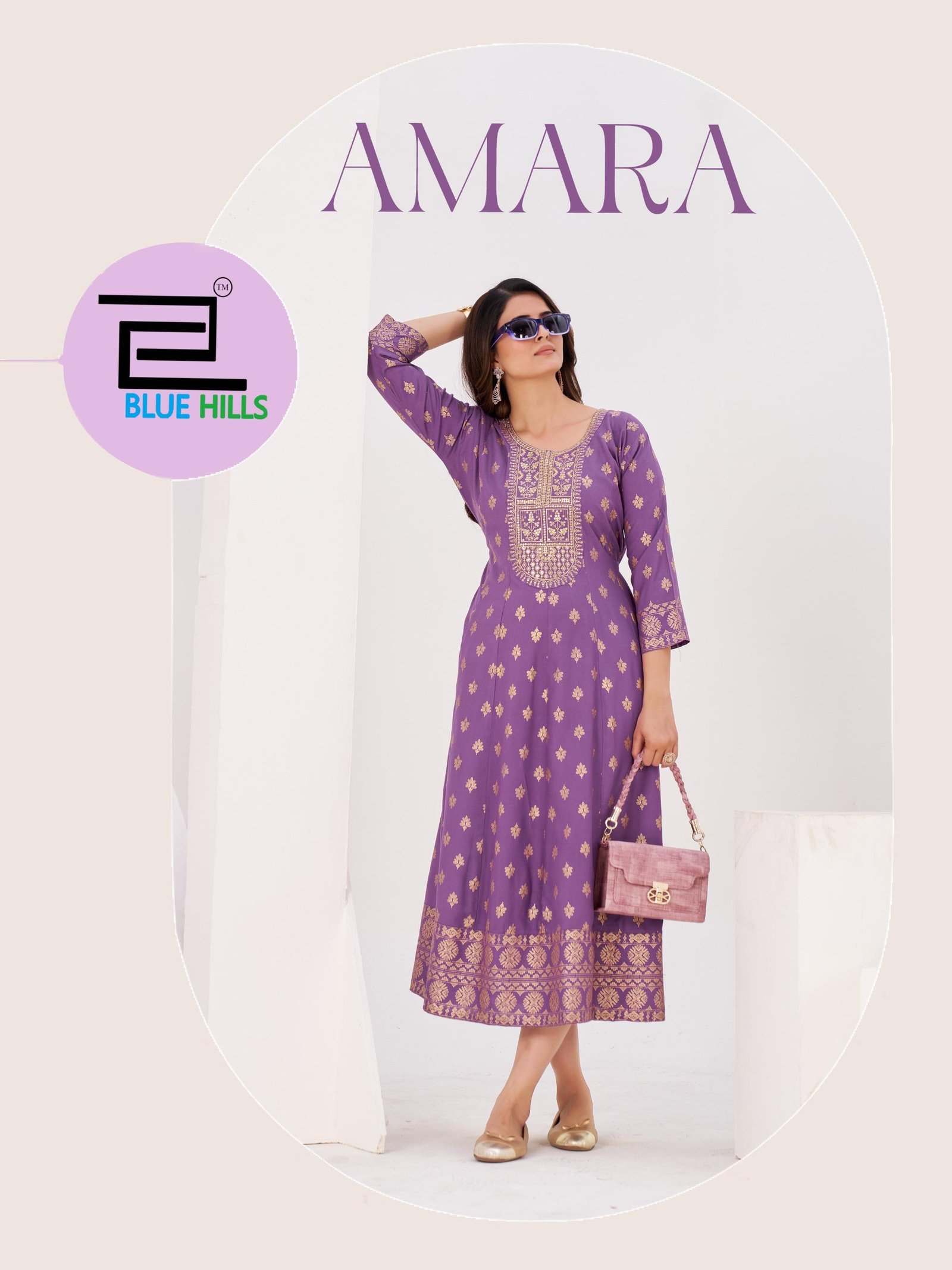 Buy Blue Hills Amara Rayon Foil Print Anarkali Gown Collection Wholesale 2026