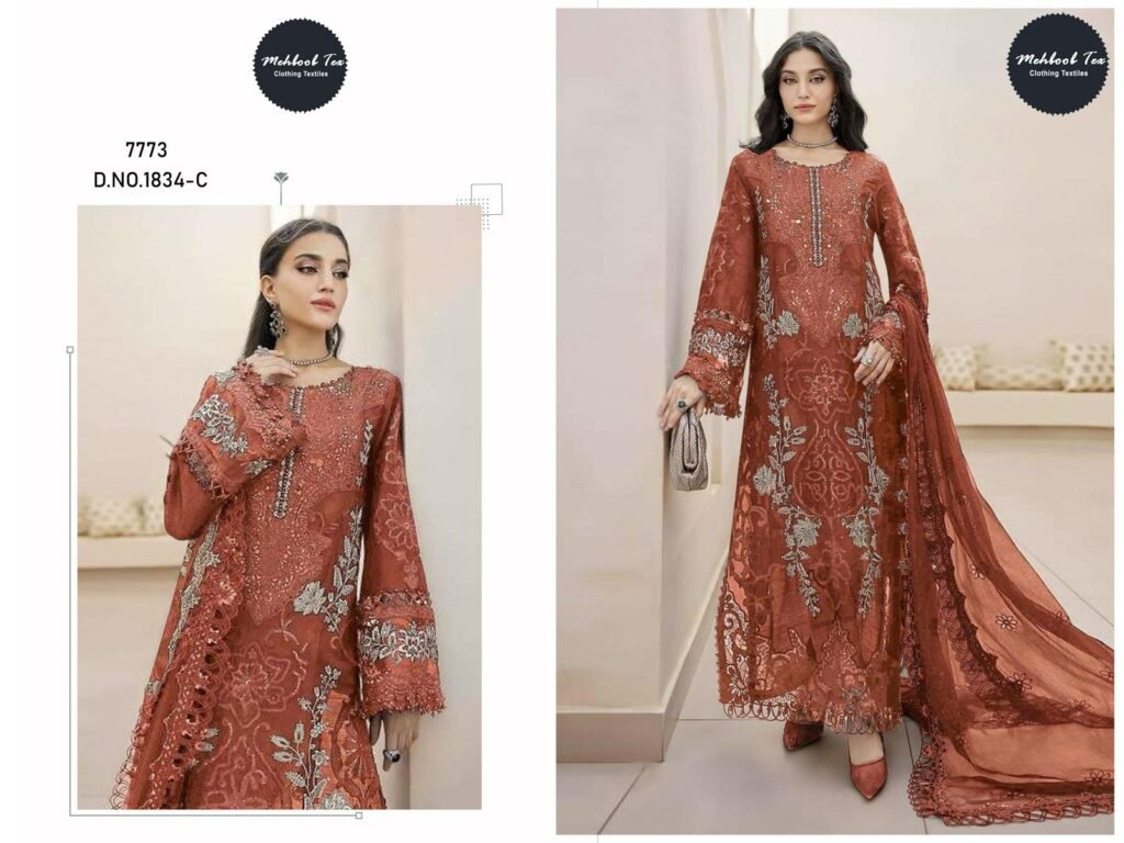 Launching Mehboob Tex 1834 A To E Chiffon With Embroidery Pakistani Salwar Kameez Wholesale 2026