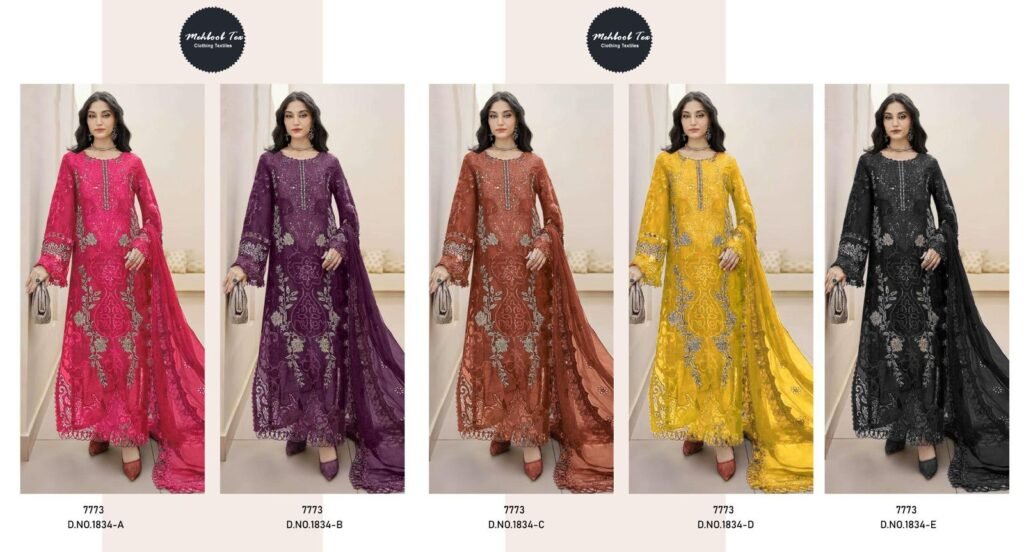 Launching Mehboob Tex 1834 A To E Chiffon With Embroidery Pakistani Salwar Kameez Wholesale 2026
