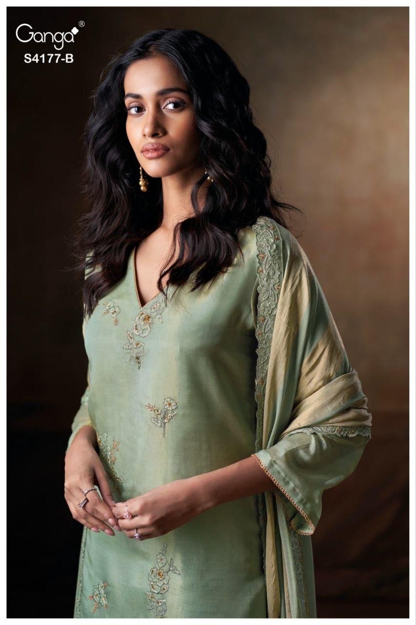 Ganga Geesha 4177 Bmeberg Silk Embroidery Work Salwar Kameez Wholesale 5 Beautiful Ganga Geesha 4177 Bmeberg Silk Embroidery Work Salwar Kameez Wholesale 2026