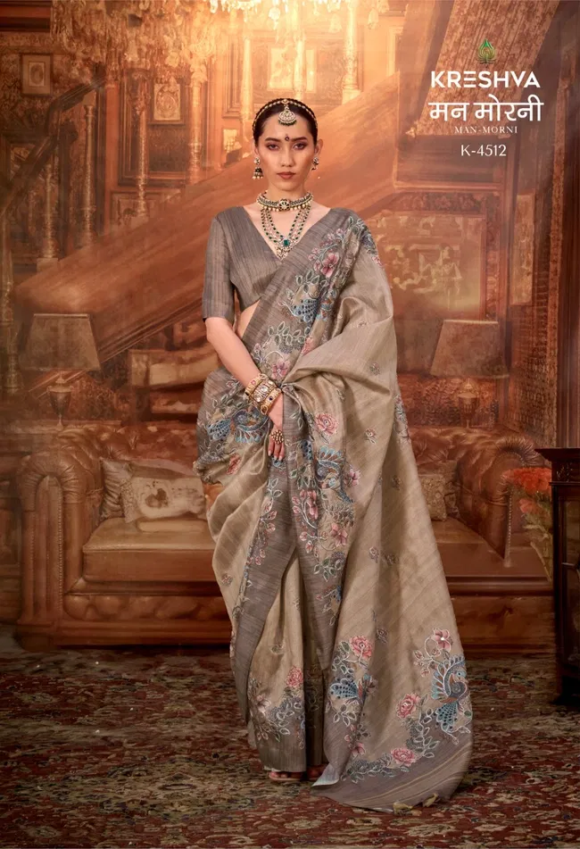 Kreshva Man Morni P.V. Silk With Kalmakari Design Saree Wholesale 11 Stylish Kreshva Man Morni P.V. Silk With Kalmakari Design Saree Wholesale 2026