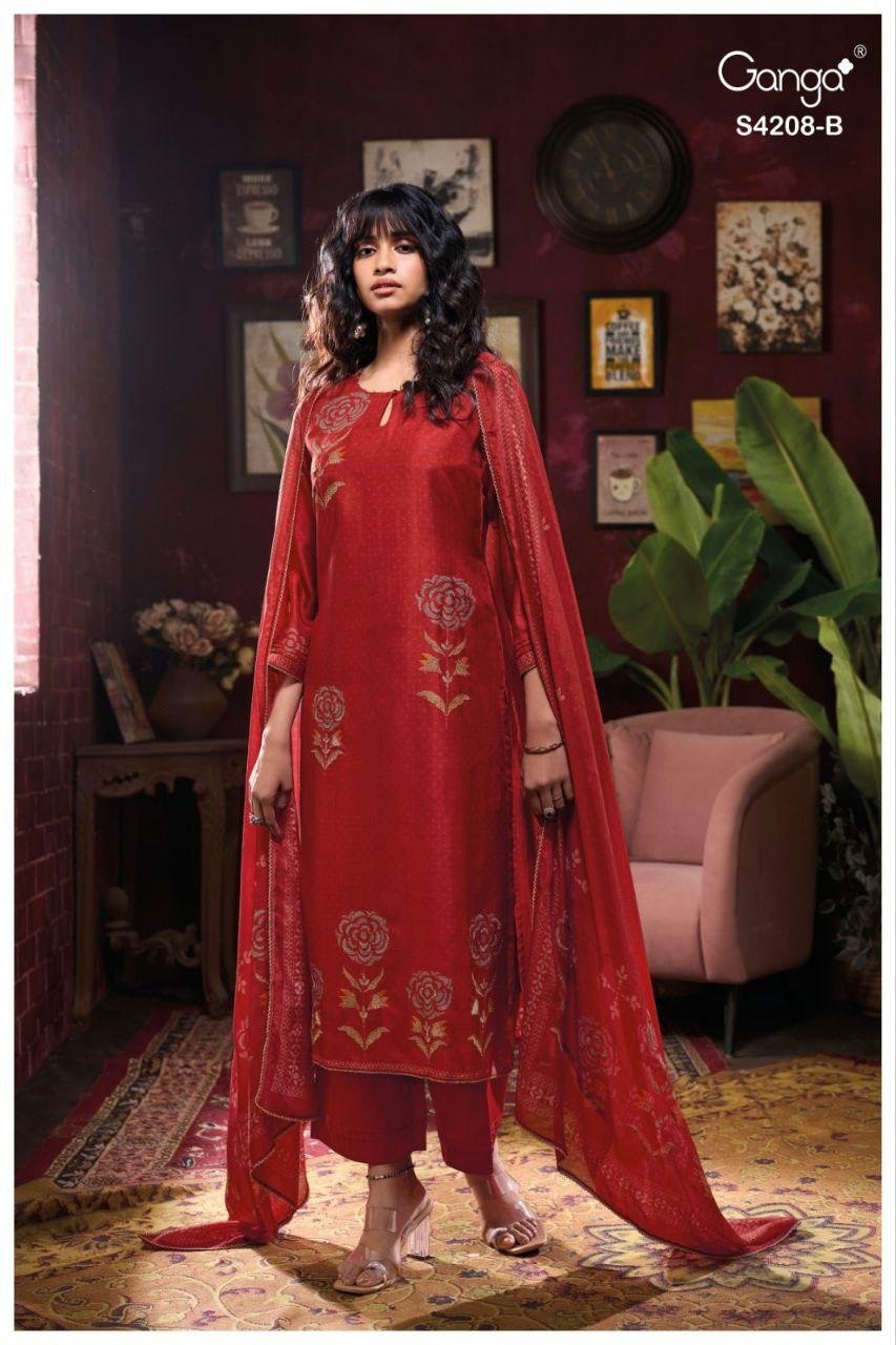Ganga Inaika 4208 Bemberg Russian Silk Embroidery Salwar Kameez Wholesale 5 Latest Ganga Inaika 4208 Bemberg Russian Silk Embroidery Salwar Kameez Wholesale 2026