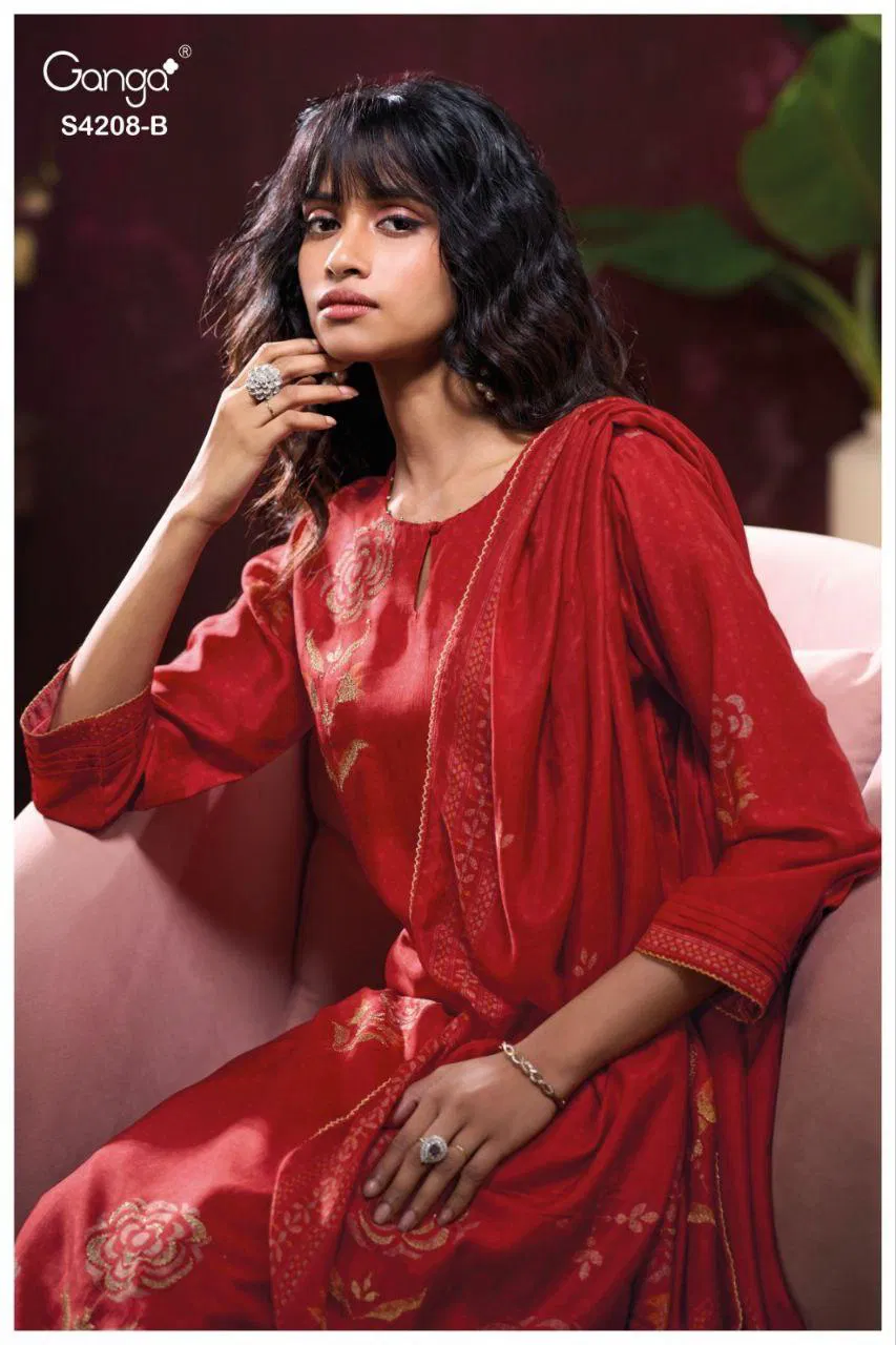 Ganga Inaika 4208 Bemberg Russian Silk Embroidery Salwar Kameez Wholesale 6 Latest Ganga Inaika 4208 Bemberg Russian Silk Embroidery Salwar Kameez Wholesale 2026