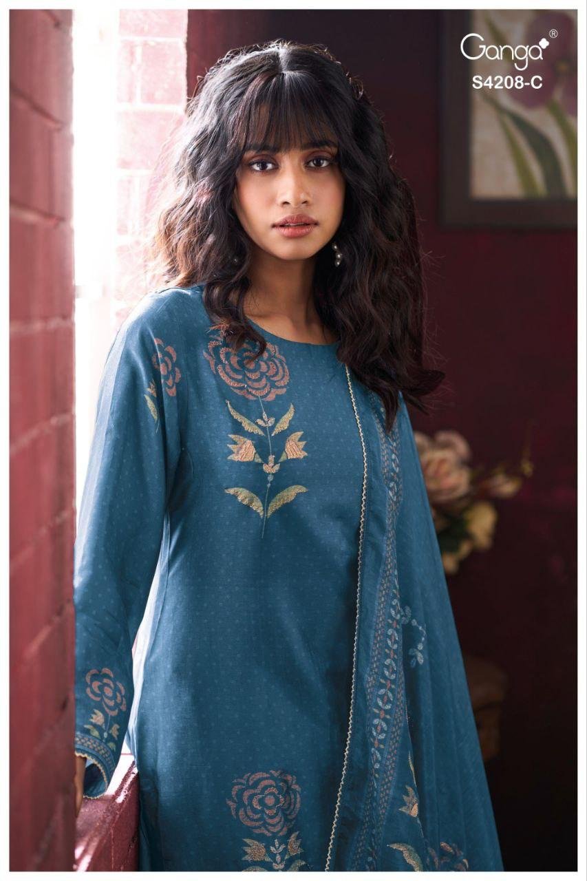Ganga Inaika 4208 Bemberg Russian Silk Embroidery Salwar Kameez Wholesale 8 Latest Ganga Inaika 4208 Bemberg Russian Silk Embroidery Salwar Kameez Wholesale 2026