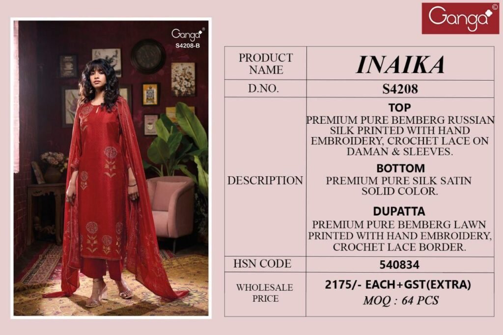 Latest Ganga Inaika 4208 Bemberg Russian Silk Embroidery Salwar Kameez Wholesale 2026 11 Latest Ganga Inaika 4208 Bemberg Russian Silk Embroidery Salwar Kameez Wholesale 2026
