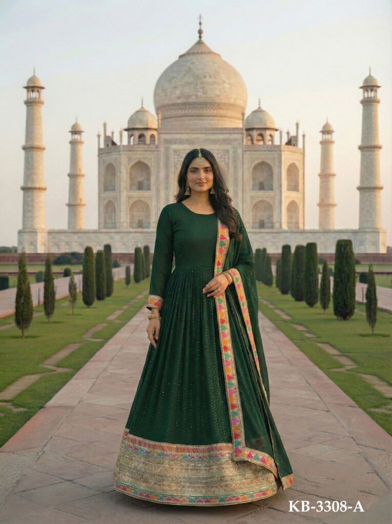 Stylish Kb 3308 Super Faux Georgette Sequence Embroidery Worked Gown With Dupatta Collection Wholesale 2026
