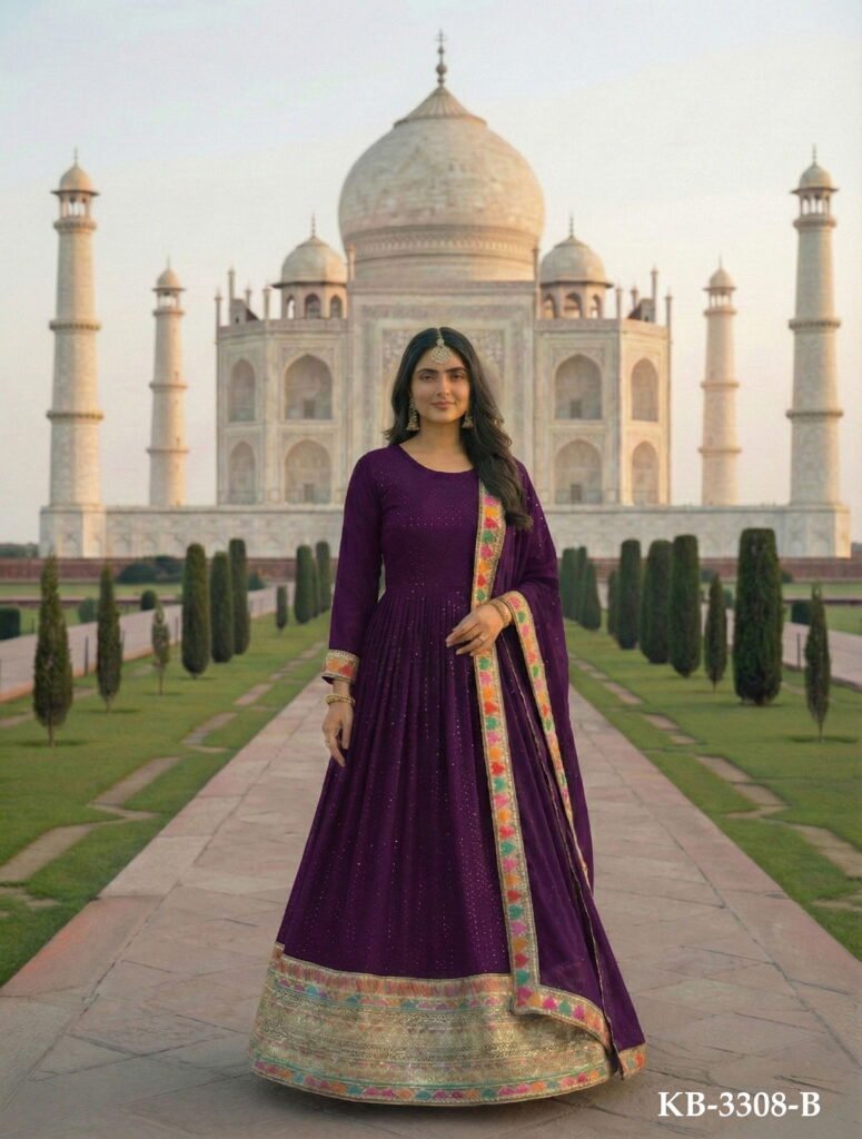 Stylish Kb 3308 Super Faux Georgette Sequence Embroidery Worked Gown With Dupatta Collection Wholesale 2026