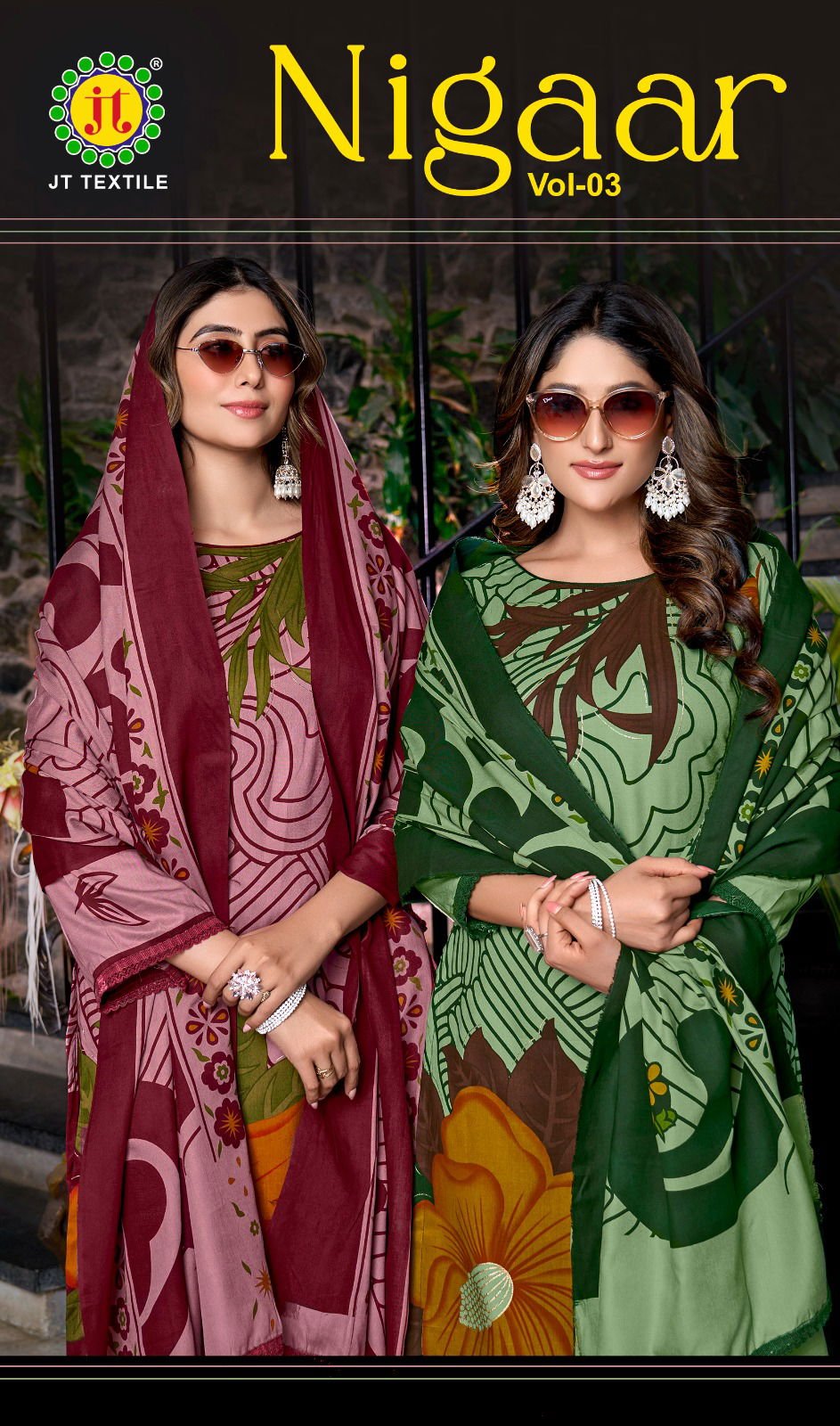 Stylish Jt Nigaar Vol 3 Rayon Foil Printed Dress Material Collection Wholesale 2026