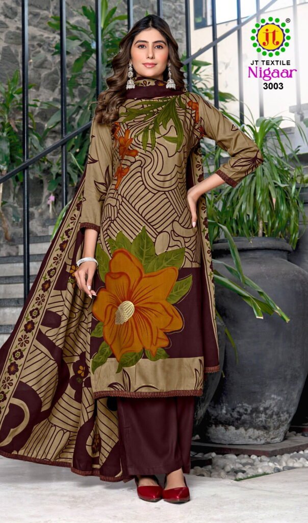 Stylish Jt Nigaar Vol 3 Rayon Foil Printed Dress Material Collection Wholesale 2026