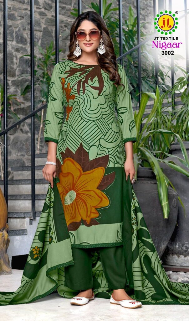 Stylish Jt Nigaar Vol 3 Rayon Foil Printed Dress Material Collection Wholesale 2026
