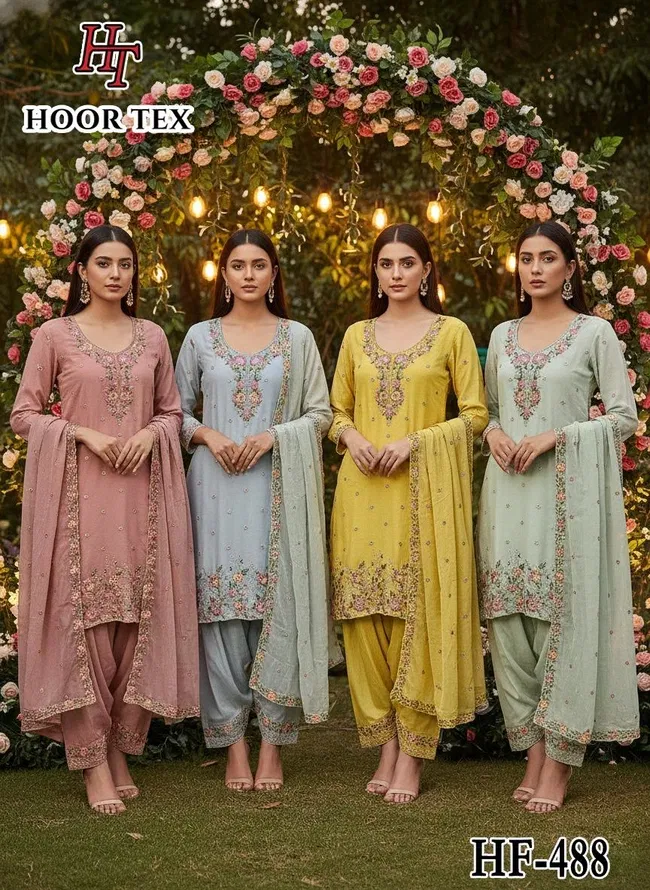 Hoor Tex Hf 488 A to D Pakistani Chiffon Salwar Kameez Wholesale 4 Beautiful Hoor Tex Hf 488 A to D Pakistani Chiffon Salwar Kameez Wholesale 2026