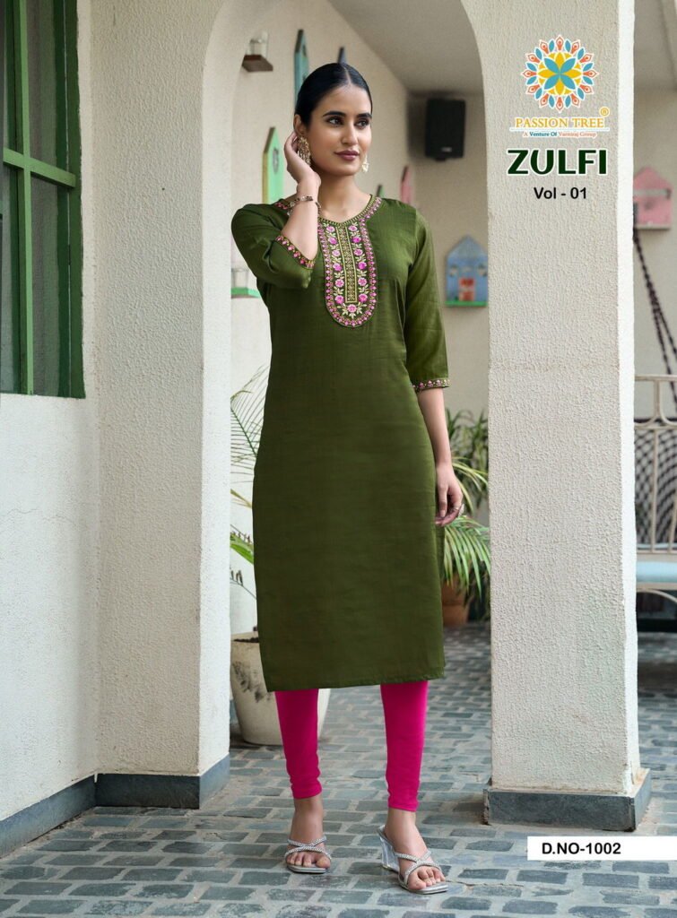 Latest Zulfi Vol 1 By Passion Tree Vertican Plain Embroidery Work Top Collection Wholesale 2026
