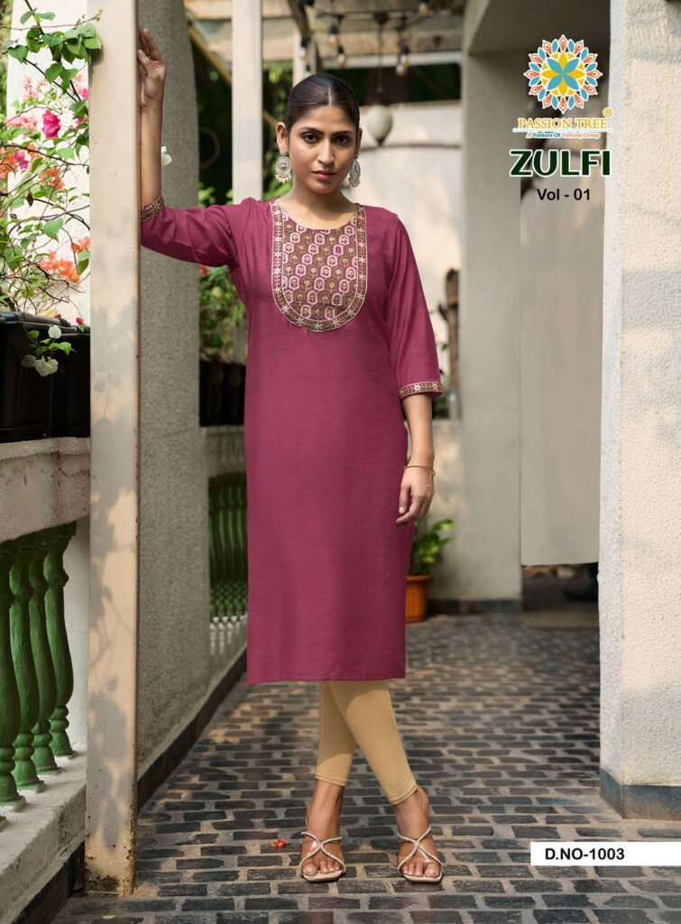 Latest Zulfi Vol 1 By Passion Tree Vertican Plain Embroidery Work Top Collection Wholesale 2026
