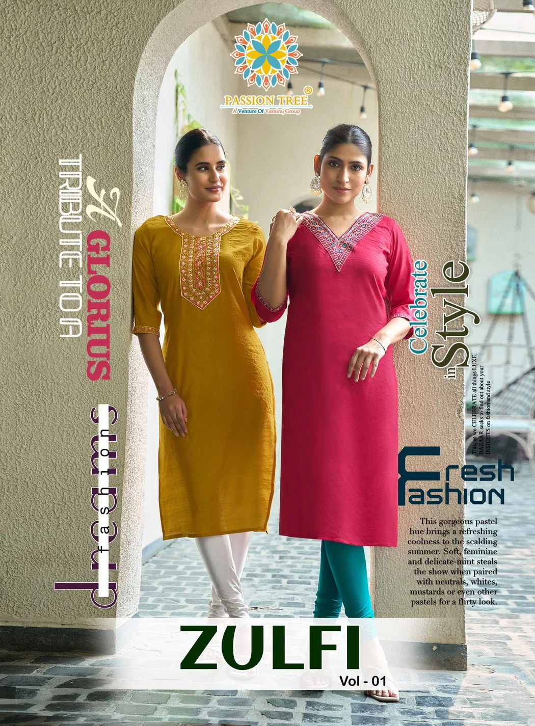 Latest Zulfi Vol 1 By Passion Tree Vertican Plain Embroidery Work Top Collection Wholesale 2026