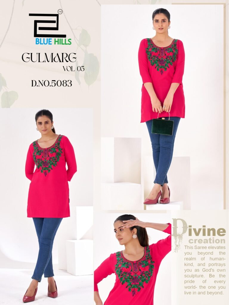 Beautiful Blue Hills Gulmarg Vol 5 Rayon Thread Work Top Collection Wholesale 2026