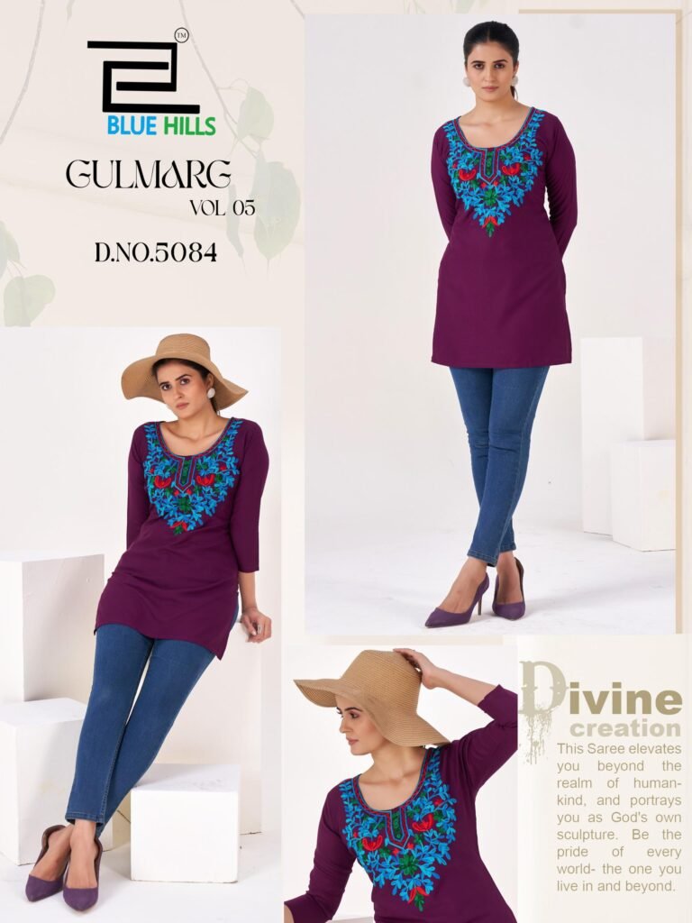 Beautiful Blue Hills Gulmarg Vol 5 Rayon Thread Work Top Collection Wholesale 2026
