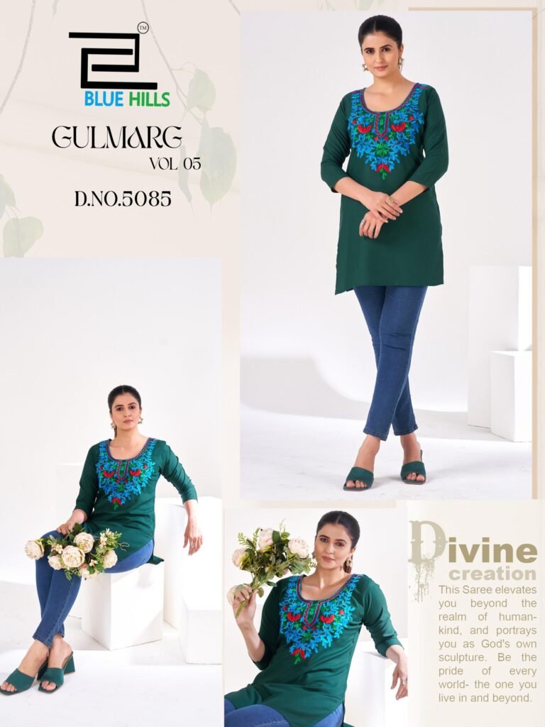 Beautiful Blue Hills Gulmarg Vol 5 Rayon Thread Work Top Collection Wholesale 2026