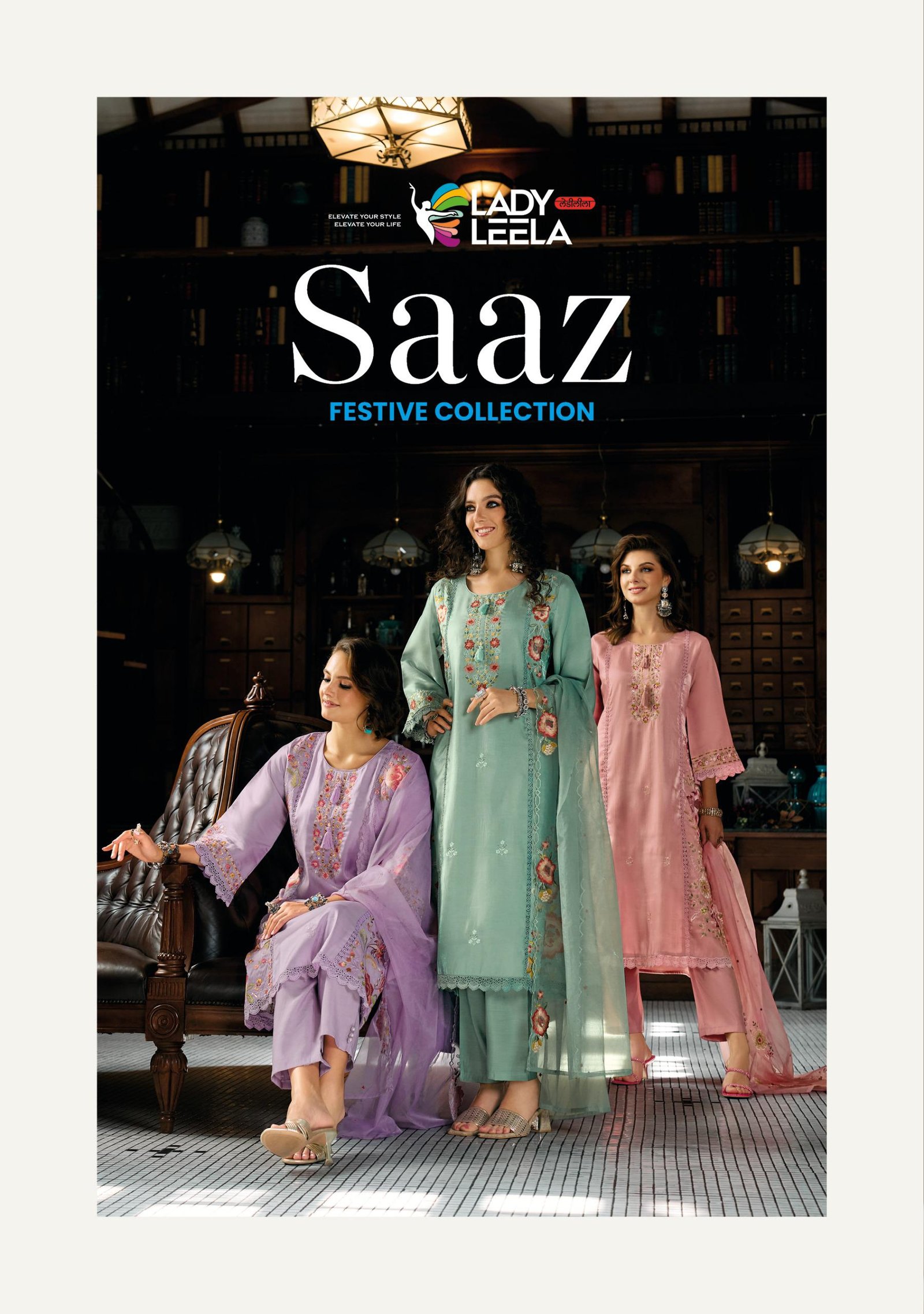 Stylish Lady Leela Saaz Viscose Roman Glass Heavy Embroidery Kurti Bottom With Dupatta Wholesale 2026