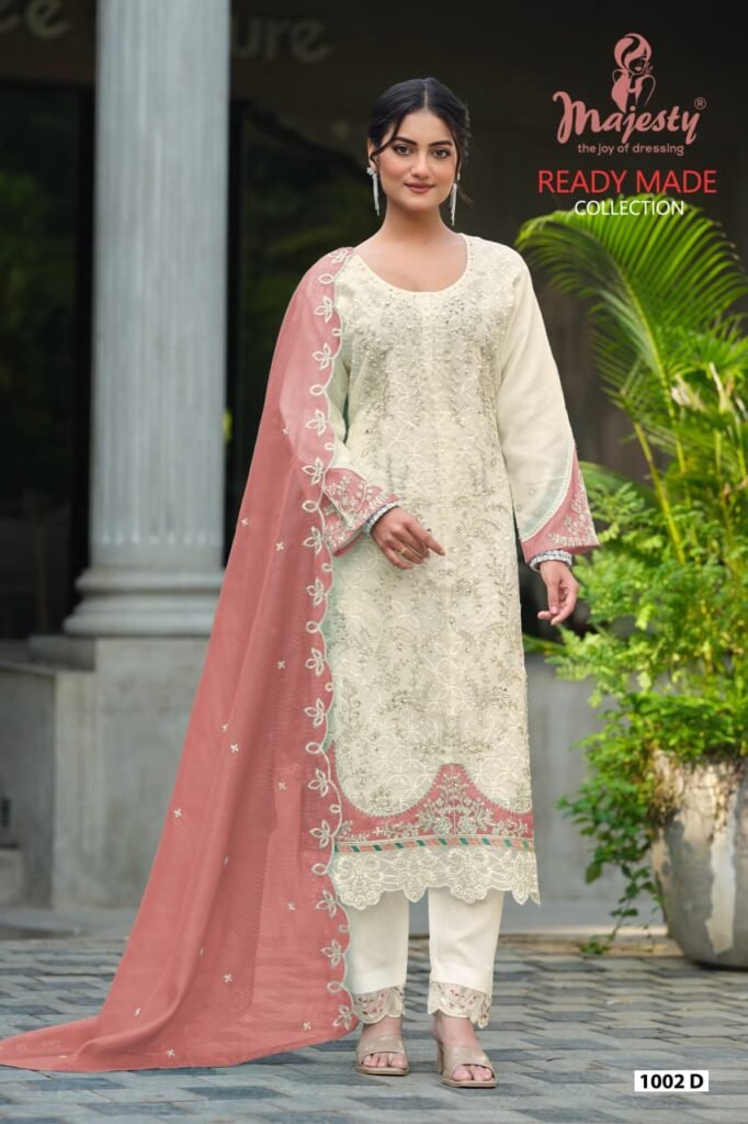 Latest Majesty 1002 A To D Kota Checks With Embroidery Work Pakistani Salwar Kameez Wholesale 2026