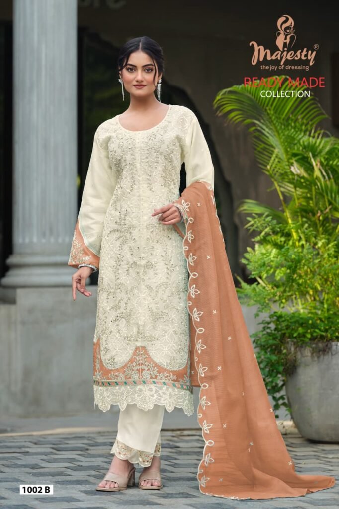 Latest Majesty 1002 A To D Kota Checks With Embroidery Work Pakistani Salwar Kameez Wholesale 2026