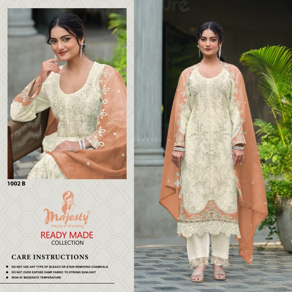 Latest Majesty 1002 A To D Kota Checks With Embroidery Work Pakistani Salwar Kameez Wholesale 2026