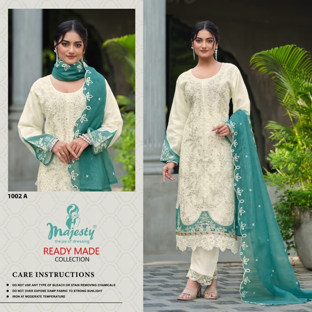 Latest Majesty 1002 A To D Kota Checks With Embroidery Work Pakistani Salwar Kameez Wholesale 2026